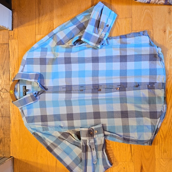 Blue express button up shirt - Picture 1 of 3